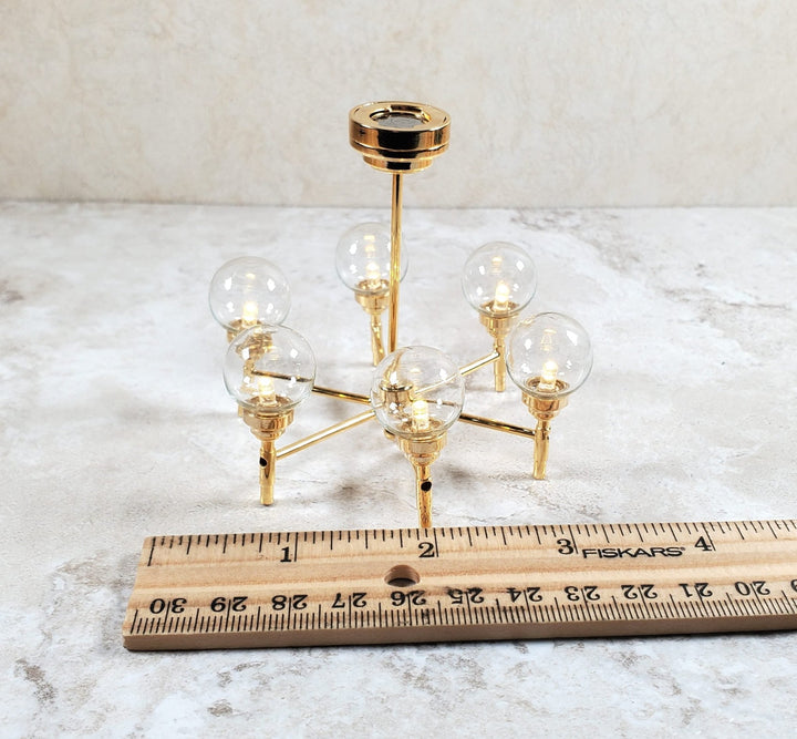 Dollhouse Chandelier Mid Century Modern 6 Arm Wand Battery 1:12 Scale - MiniatureCrush