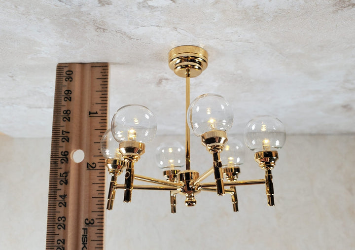 Dollhouse Chandelier Mid Century Modern 6 Arm Wand Battery 1:12 Scale - MiniatureCrush