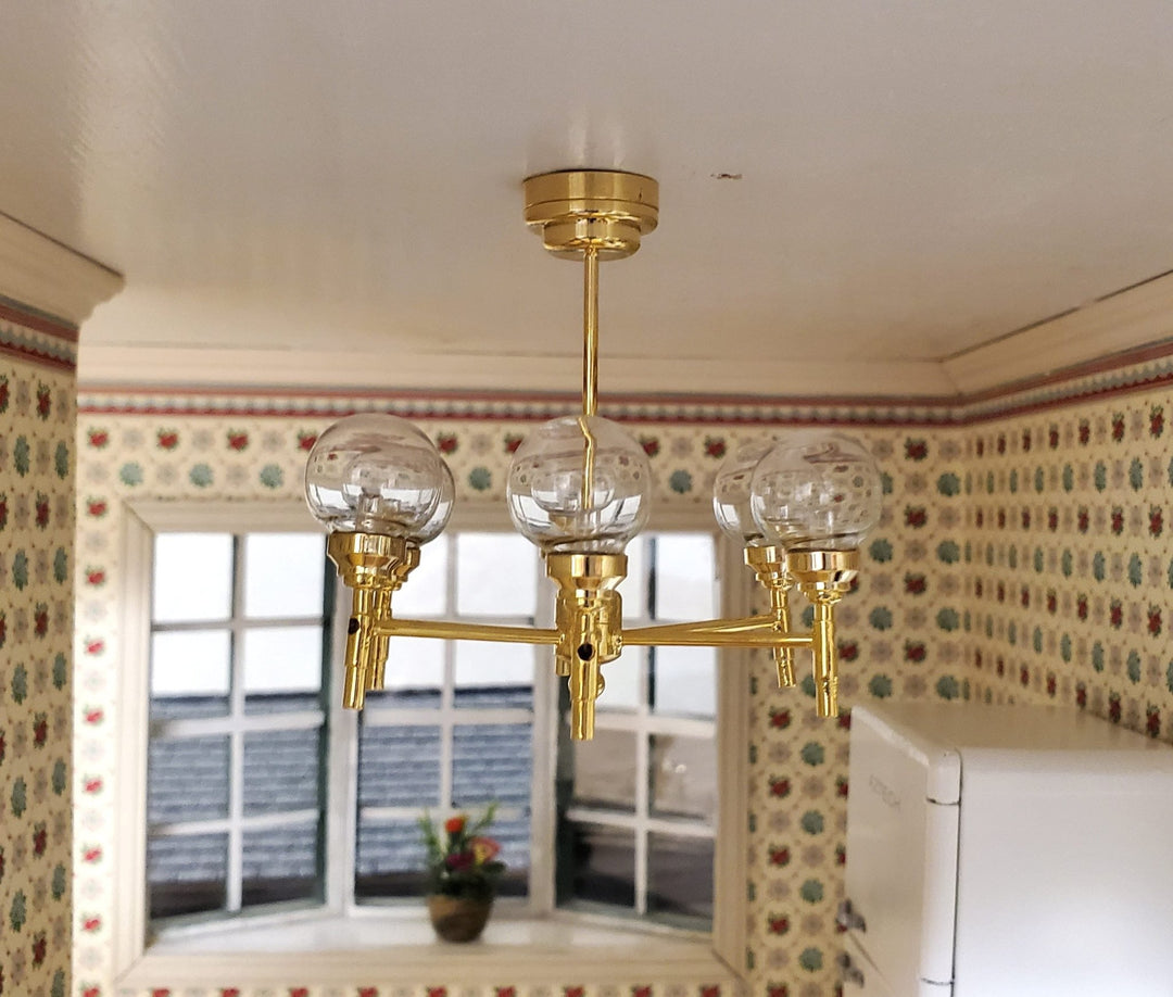 Dollhouse Chandelier Mid Century Modern 6 Arm Wand Battery 1:12 Scale - MiniatureCrush