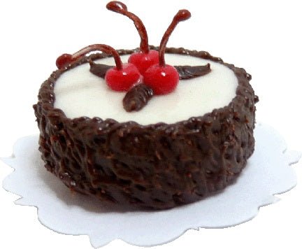 Dollhouse Cherry Topped Chocolate Cake 1:12 Scale Miniature Dessert Food - MiniatureCrush