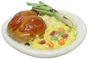 Dollhouse Chicken Dinner with Sides on a Plate 1:12 Scale Miniature Food - MiniatureCrush