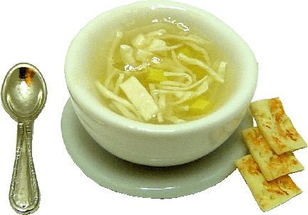Dollhouse Chicken Noodle Soup on Saucer1:12 Scale Miniature Food Kitchen - MiniatureCrush