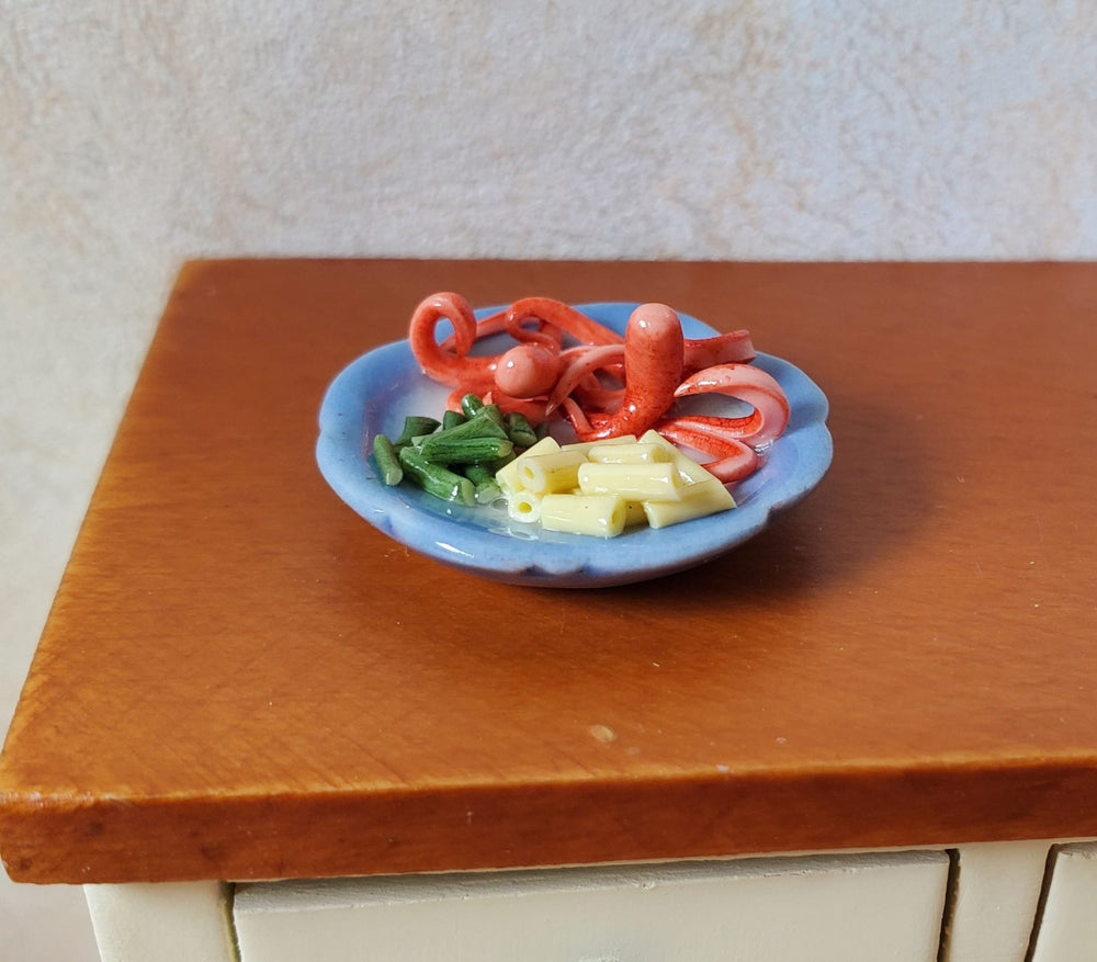 Dollhouse Children's "Octopus" Hot Dog Dinner Plate 1:12 Scale Miniature Food - MiniatureCrush