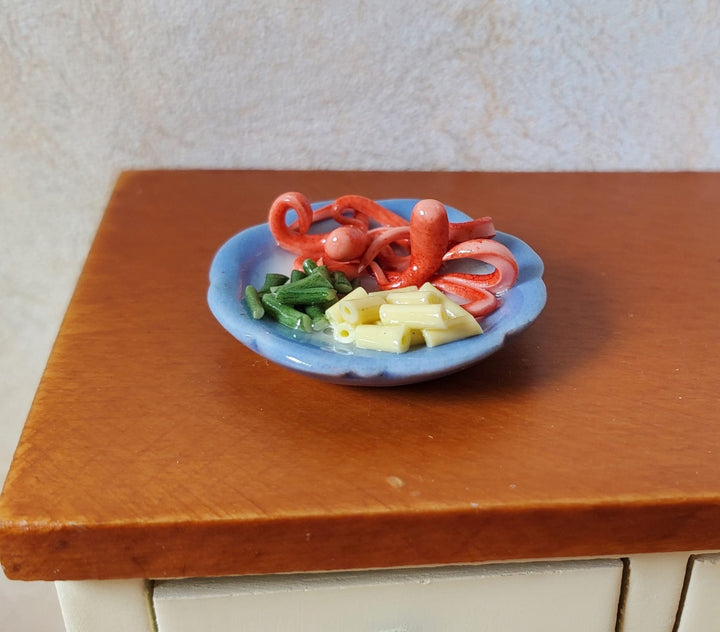 Dollhouse Children's "Octopus" Hot Dog Dinner Plate 1:12 Scale Miniature Food - MiniatureCrush