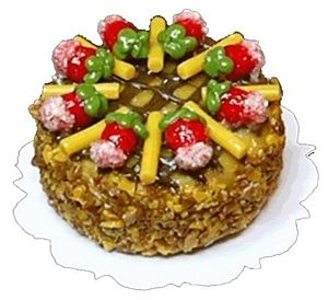Dollhouse Chocolate Cake with Berry Decoration 1:12 Scale Miniature Dessert - MiniatureCrush
