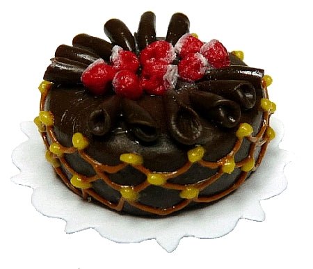 Dollhouse Chocolate Cake with Chocolate Curls 1:12 Scale Miniature Food Bakery - MiniatureCrush