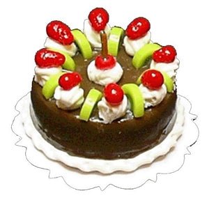 Dollhouse Chocolate Cake with Kiwi & Berry Decor 1:12 Scale Miniature Dessert - MiniatureCrush