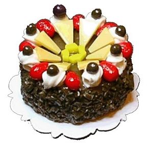 Dollhouse Chocolate Cake with Pineapple & Strawberry 1:12 Scale Miniature Food - MiniatureCrush