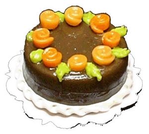 Dollhouse Chocolate Cake with Rose & Leaf Decor 1:12 Scale Miniature Food Bakery - MiniatureCrush