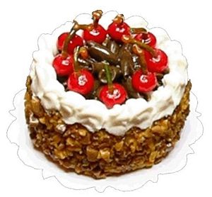 Dollhouse Chocolate Cake with Stem Cherries 1:12 Scale Miniature Food Bakery - MiniatureCrush