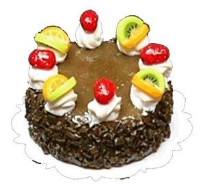 Dollhouse Chocolate Cake with Strawberry & Kiwi Topping 1:12 Scale Miniature - MiniatureCrush