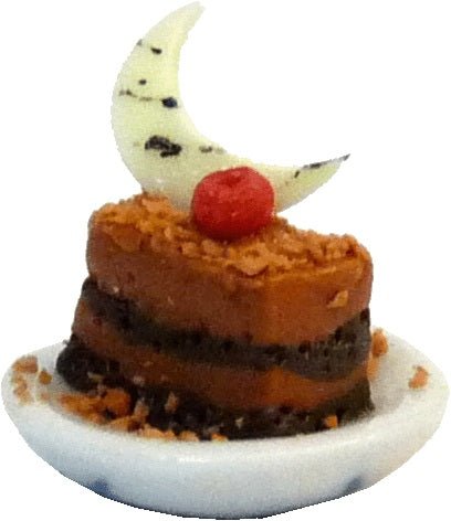 Dollhouse Chocolate Caramel Cake with Crescent Moon 1:12 Scale Miniature Dessert - MiniatureCrush