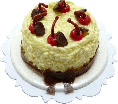 Dollhouse Chocolate Cherry Tuxedo Cake 1:12 Scale Miniature Dessert Food Bakery - MiniatureCrush