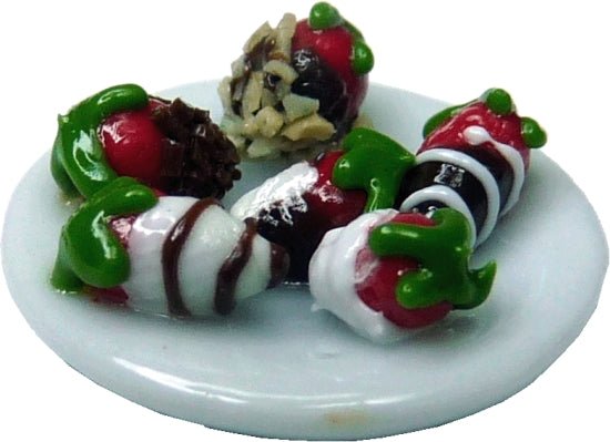Dollhouse Chocolate Covered Strawberries 1:12 Scale Miniature Dessert Food - MiniatureCrush