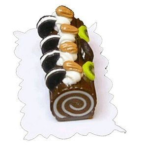 Dollhouse Chocolate Cream Cookie Roll Log 1:12 Scale Miniature Dessert Food - MiniatureCrush