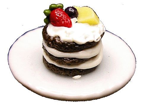 Dollhouse Chocolate Cream Dessert with Fruit 1:12 Scale Miniature Food - MiniatureCrush