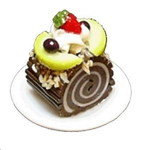 Dollhouse Chocolate Cream Roll Cake 1:12 Scale Miniature Dessert Food - MiniatureCrush