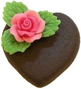 Dollhouse Chocolate Heart Cake with Pink Rose 1:12 Scale Miniature Dessert Food - MiniatureCrush