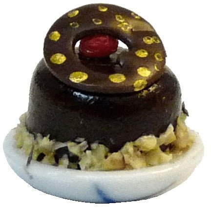 Dollhouse Chocolate Mousse with Heart Ring 1:12 Scale Miniature Dessert Food - MiniatureCrush