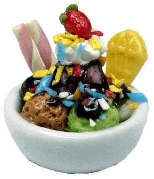 Dollhouse Chocolate Sundae in Small Bowl 1:12 Scale Miniature Food Dessert - MiniatureCrush