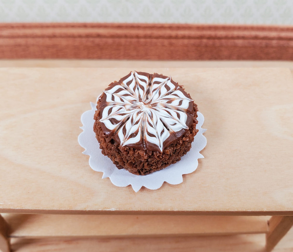 Dollhouse Chocolate Swirl Cake 1:12 Scale Miniature Food Prop Dessert Bakery - MiniatureCrush