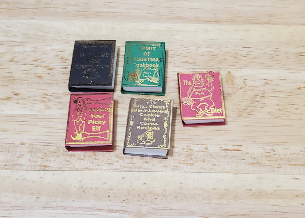 Dollhouse Christmas Books x5 Set 1 1:12 Scale Miniatures (blank inside) Handmade - MiniatureCrush