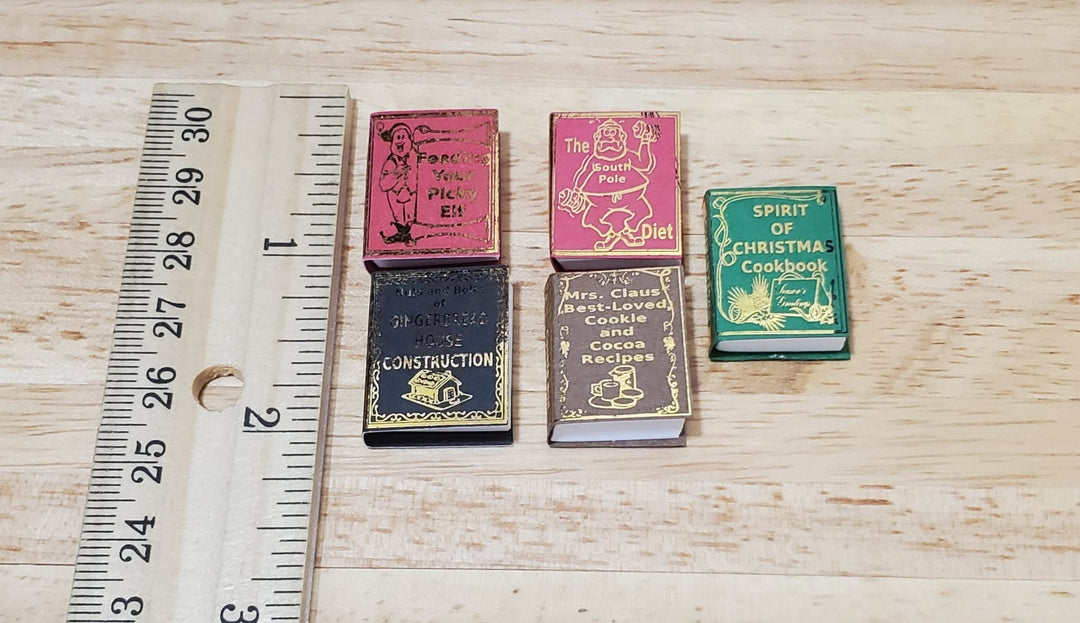 Dollhouse Christmas Books x5 Set 1 1:12 Scale Miniatures (blank inside) Handmade - MiniatureCrush