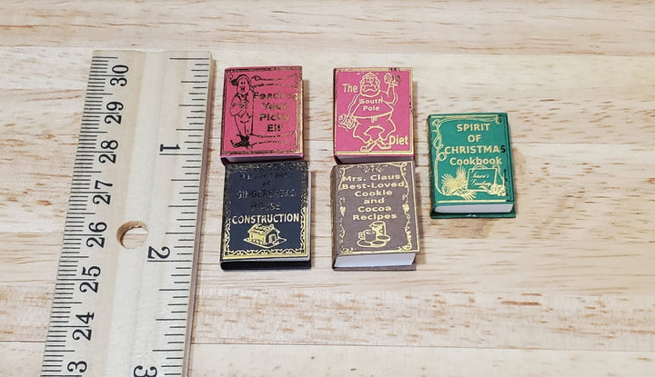 Dollhouse Christmas Books x5 Set 1 1:12 Scale Miniatures (blank inside) Handmade - MiniatureCrush
