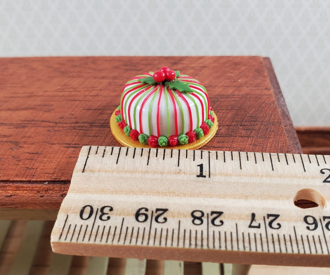 Dollhouse Christmas Cake Holly and Berries 1:12 Scale Miniature Food Dessert - Miniature Crush