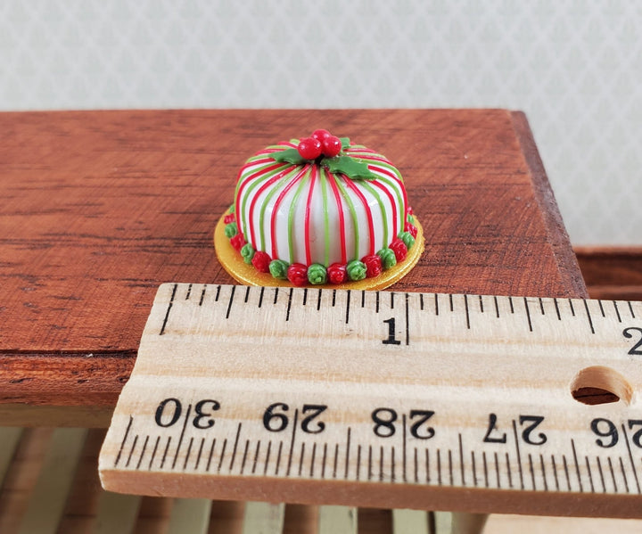 Dollhouse Christmas Cake Holly and Berries 1:12 Scale Miniature Food Dessert - Miniature Crush