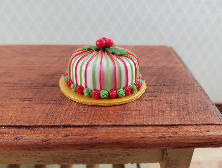 Dollhouse Christmas Cake Holly and Berries 1:12 Scale Miniature Food Dessert - Miniature Crush