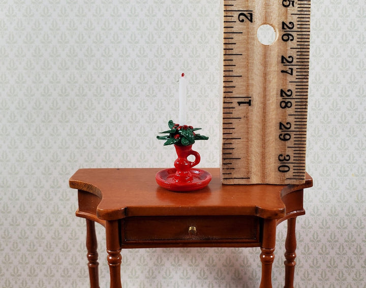 Dollhouse Christmas Candle with Holly Large 1:12 Miniature Holiday Decor - Miniature Crush