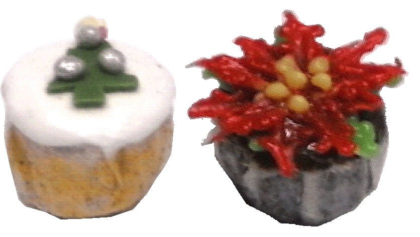 Dollhouse Christmas Cupcakes Set of 2 1:12 Scale Miniature Food - MiniatureCrush