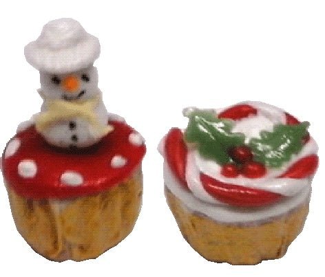 Dollhouse Christmas Cupcakes Set of 2 1:12 Scale Miniature Food - MiniatureCrush