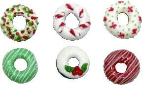 Dollhouse Christmas Donuts Pastries Set of 6 1:12 Scale Miniature Food Dessert - MiniatureCrush