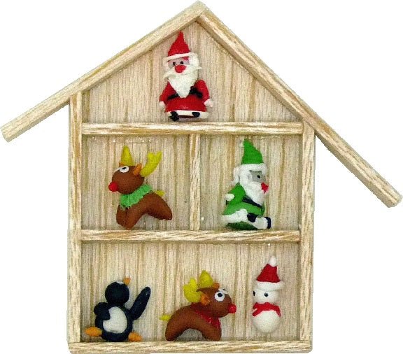 Dollhouse Christmas Figures in Shadowbox 1:12 Scale Miniature Accessories Toys - MiniatureCrush