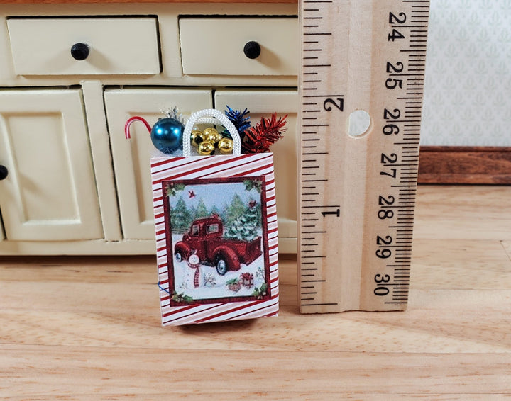 Dollhouse Christmas Holiday Shopping Bag Red Truck 1:12 Scale Miniature Decor - Miniature Crush