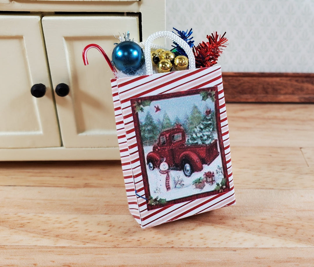 Dollhouse Christmas Holiday Shopping Bag Red Truck 1:12 Scale Miniature Decor - Miniature Crush