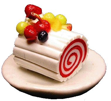 Dollhouse Christmas Peppermint Roll Cake on Plate 1:12 Scale Miniature Dessert - MiniatureCrush