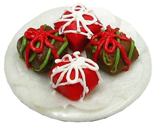 Dollhouse Christmas Petit Fours Glace 1:12 Scale Miniature Dessert Food - MiniatureCrush