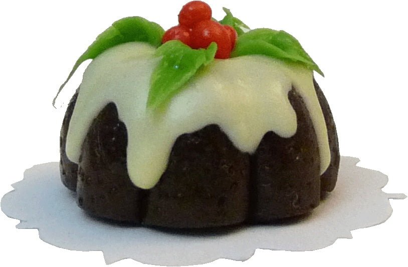 Dollhouse Christmas Plum Pudding Cake 1:12 Scale Miniature Dessert Food Bakery - MiniatureCrush