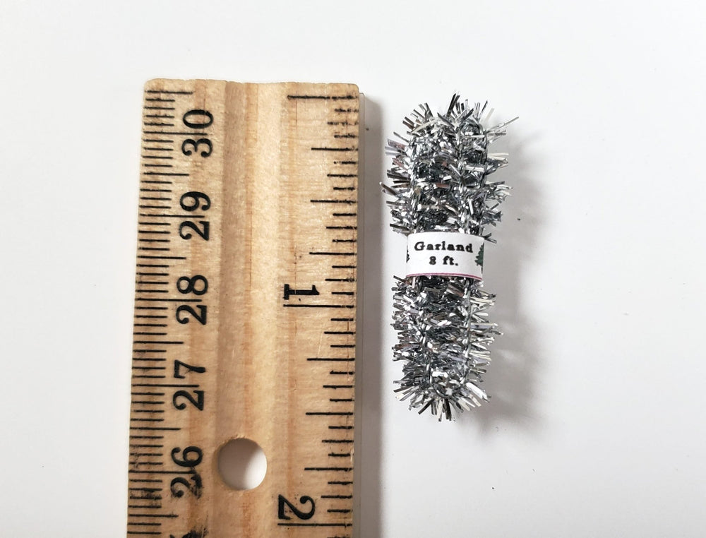 Dollhouse Christmas Prop Silver Tinsel 1:12 Scale Miniature Decor - MiniatureCrush