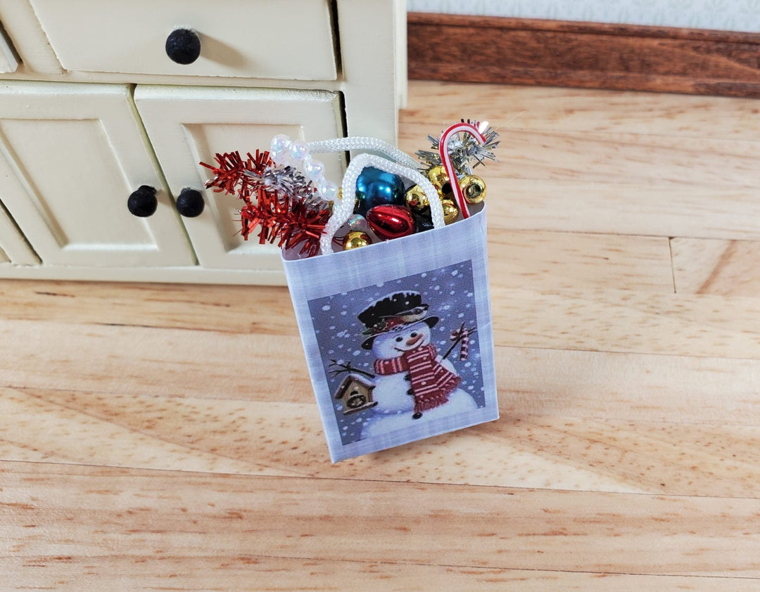 Dollhouse Christmas Snowman Holiday Shopping Bag 1:12 Scale Miniature - Miniature Crush