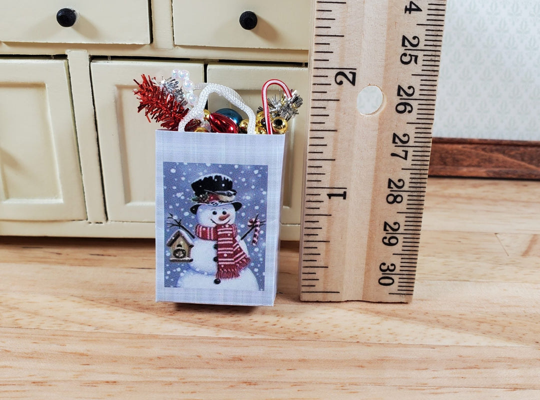 Dollhouse Christmas Snowman Holiday Shopping Bag 1:12 Scale Miniature - Miniature Crush