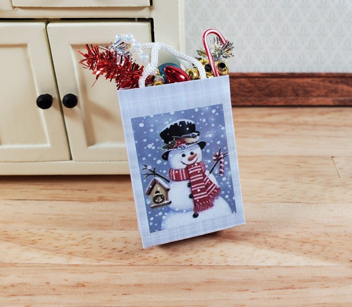 Dollhouse Christmas Snowman Holiday Shopping Bag 1:12 Scale Miniature - Miniature Crush