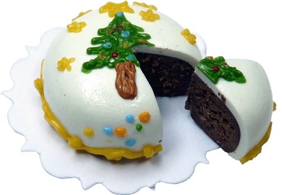 Dollhouse Christmas Tree Cut Cake 1:12 Scale Miniature Dessert Food Bakery - MiniatureCrush