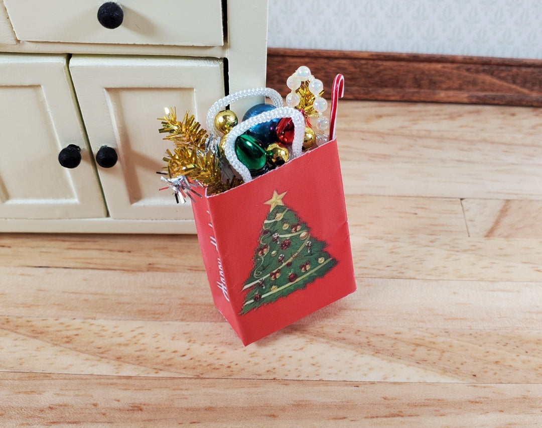 Dollhouse Christmas Tree Holiday Shopping Bag 1:12 Scale Miniature Accessories - Miniature Crush