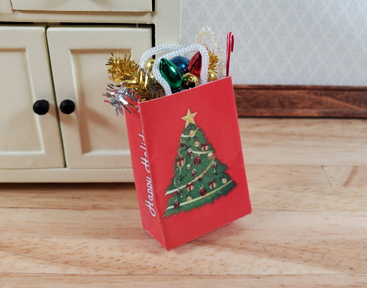 Dollhouse Christmas Tree Holiday Shopping Bag 1:12 Scale Miniature Accessories - Miniature Crush