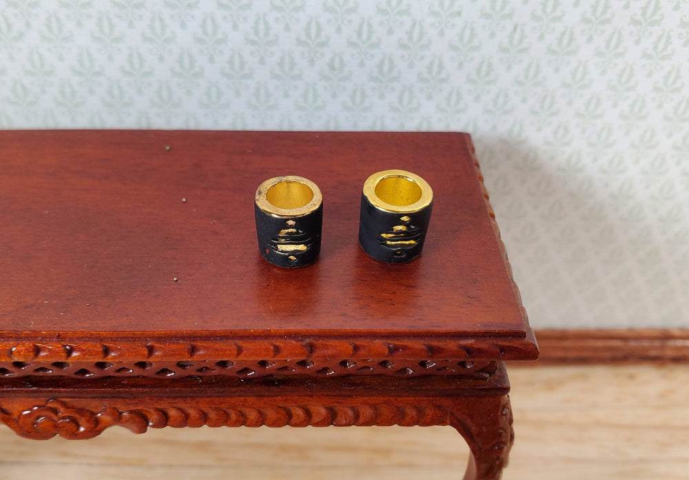 Dollhouse Christmas Votive Candle Holders Set of 2 Metal 1:12 Scale Miniatures - MiniatureCrush