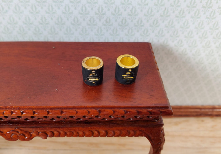 Dollhouse Christmas Votive Candle Holders Set of 2 Metal 1:12 Scale Miniatures - MiniatureCrush
